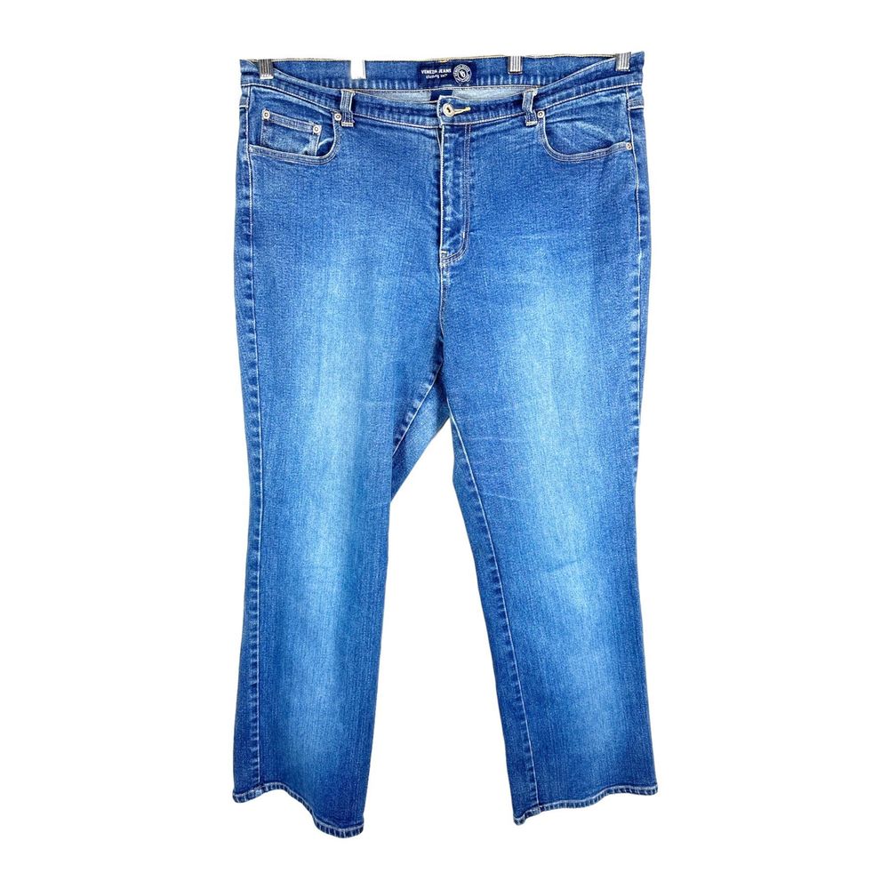 Venezia Plus Size 20 Jeans Blue Denim Wide Straight Cotton Stretch Solid‎ 683
